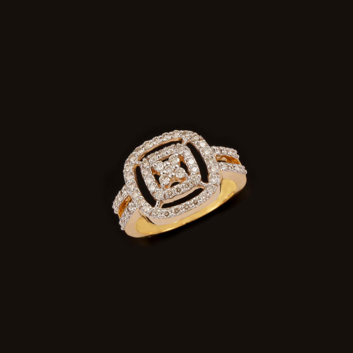 18K YG Women Cluster Diamond Ring-1pc - RB Diamond Jewellers