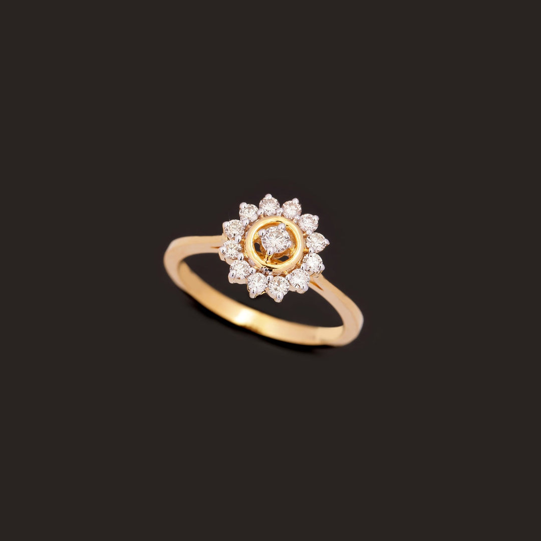 18K YG Women Cluster Diamond Ring-1pc - RB Diamond Jewellers