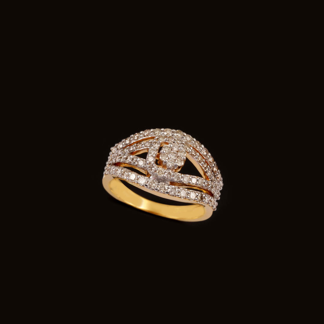 18K YG Women Cluster Diamond Ring-1pc - RB Diamond Jewellers