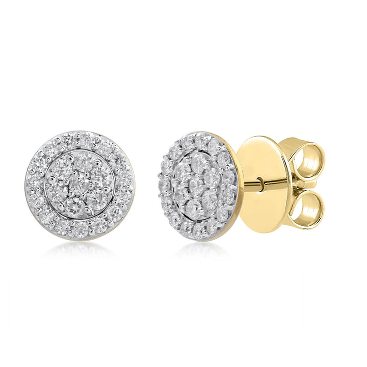 18K YG Women Diamond Cluster Earring-1pair - RB Diamond Jewellers