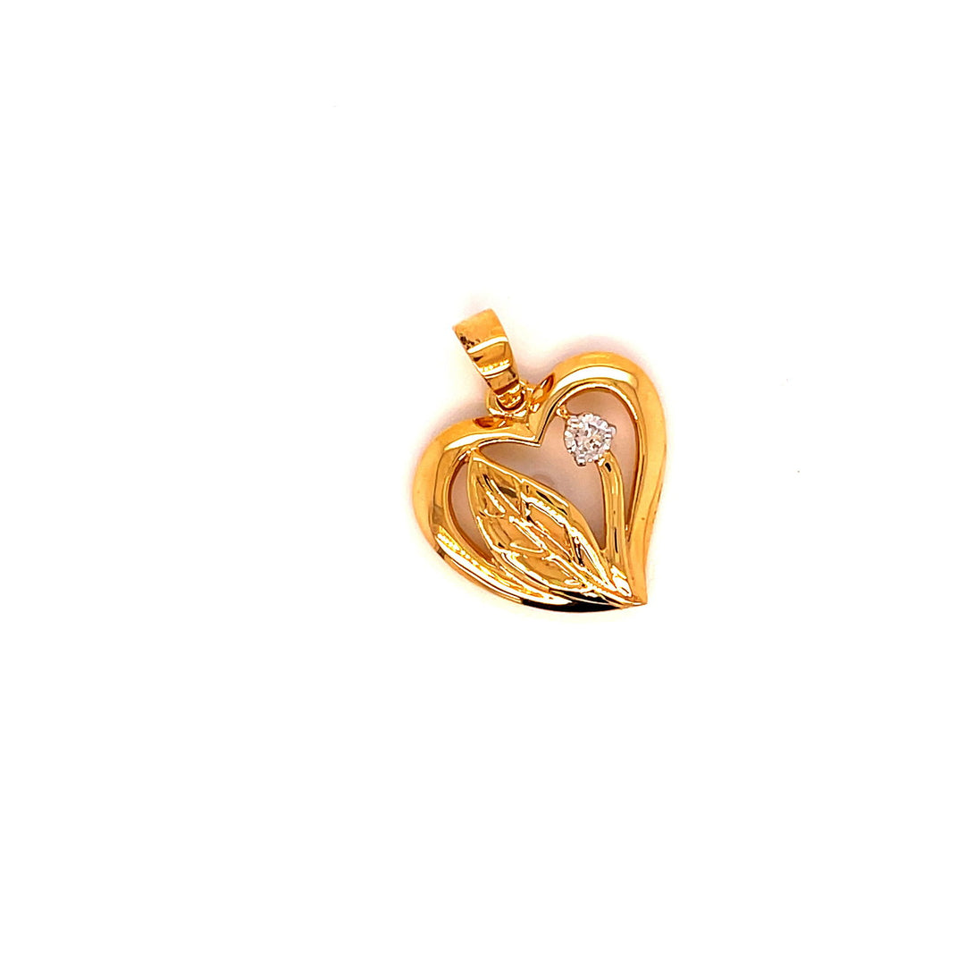 18K YG Women Diamond Heart Pendant-1pc - RB Diamond Jewellers