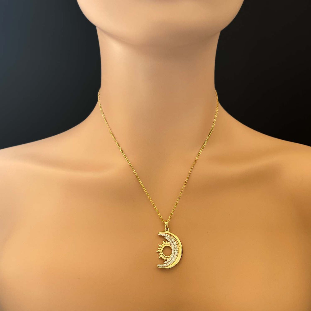 18K YG Women Diamond Moon Pendant-1pc - RB Diamond Jewellers