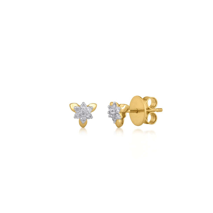 18K YG Women Diamond Star Earring-1pair - RB Diamond Jewellers