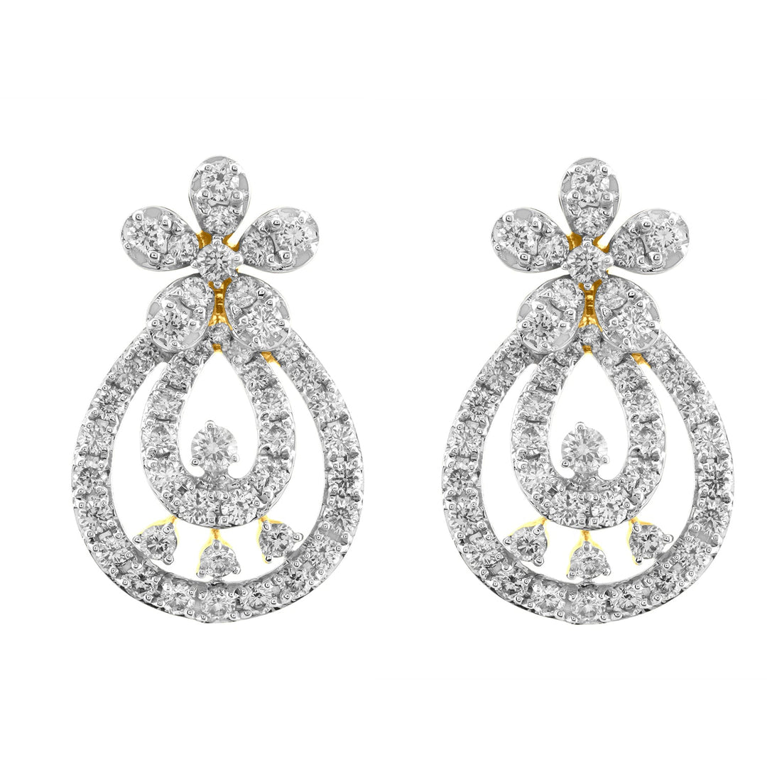 18K YG Women Drop Diamond Earring-1pair - RB Diamond Jewellers