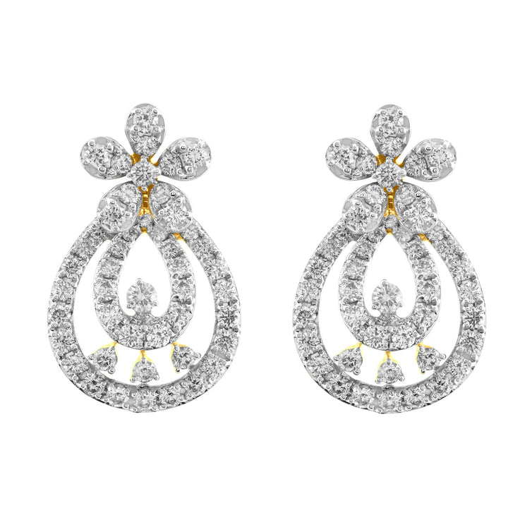 18K YG Women Drop Diamond Earring-1pair - RB Diamond Jewellers