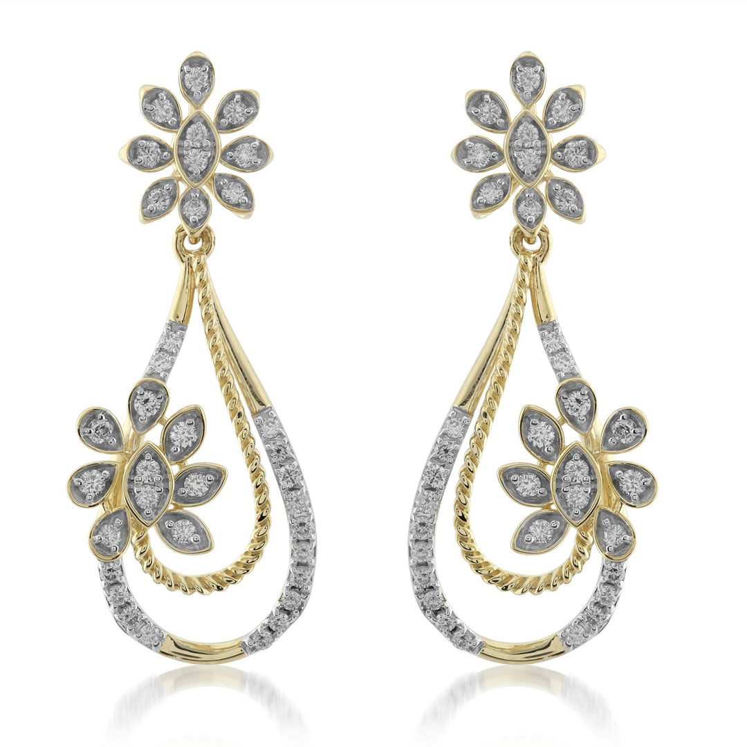 18K YG Women Fancy Diamond Earring-1pair - RB Diamond Jewellers