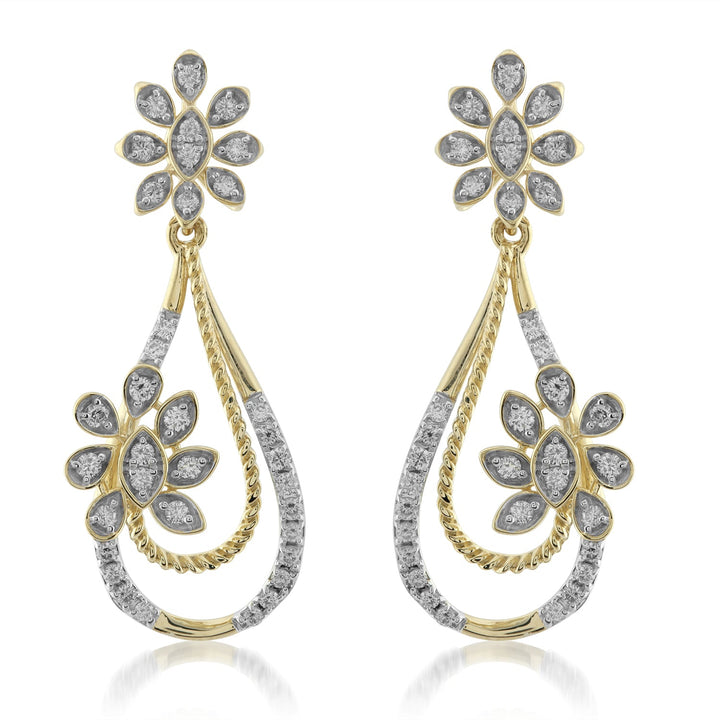 18K YG Women Fancy Diamond Earring-1pair - RB Diamond Jewellers