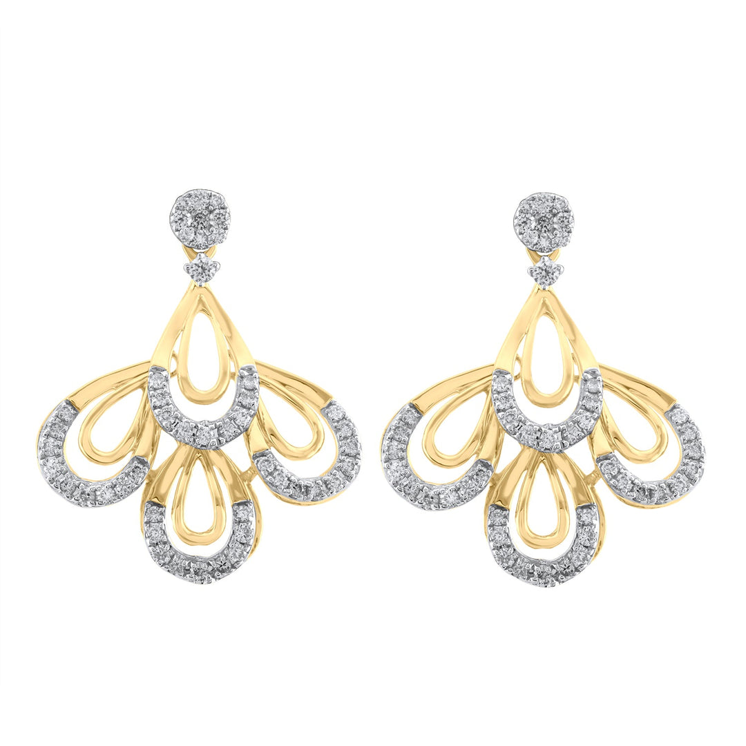 18K YG Women Fancy Diamond Earring-1pair - RB Diamond Jewellers