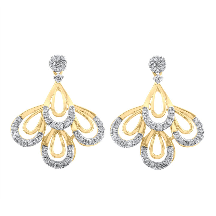 18K YG Women Fancy Diamond Earring-1pair - RB Diamond Jewellers