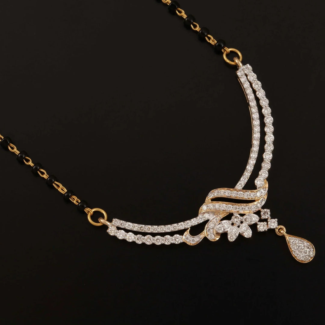 18K YG Women Fancy Diamond Mangalsutra-1pc - RB Diamond Jewellers