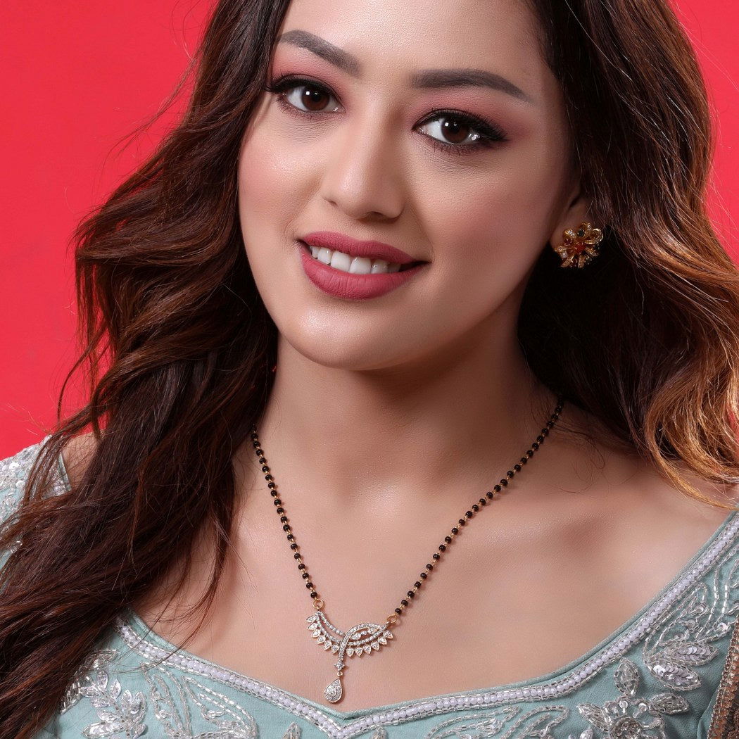 18K YG Women Fancy Diamond Mangalsutra-1pc - RB Diamond Jewellers