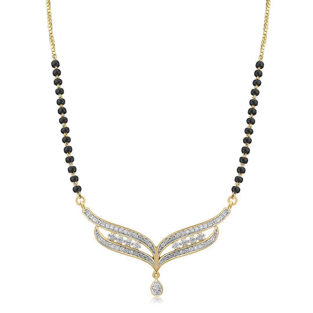 18K YG Women Fancy Half Diamond Mangalsutra-1pc - RB Diamond Jewellers