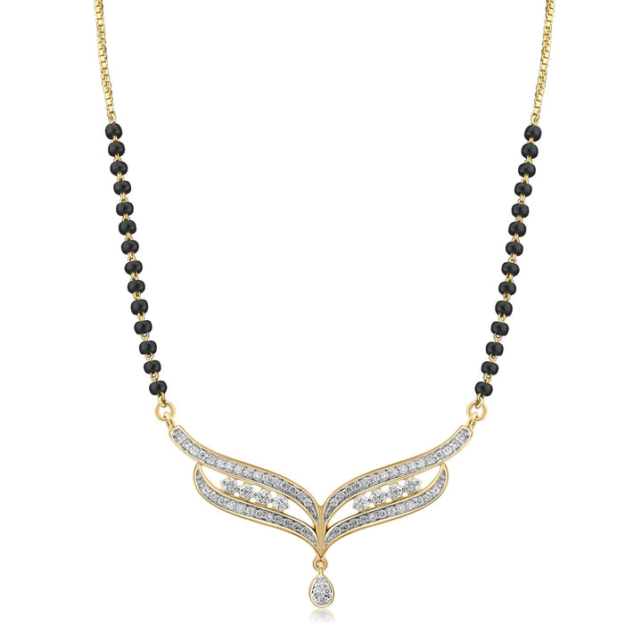 18K YG Women Fancy Half Diamond Mangalsutra-1pc - RB Diamond Jewellers