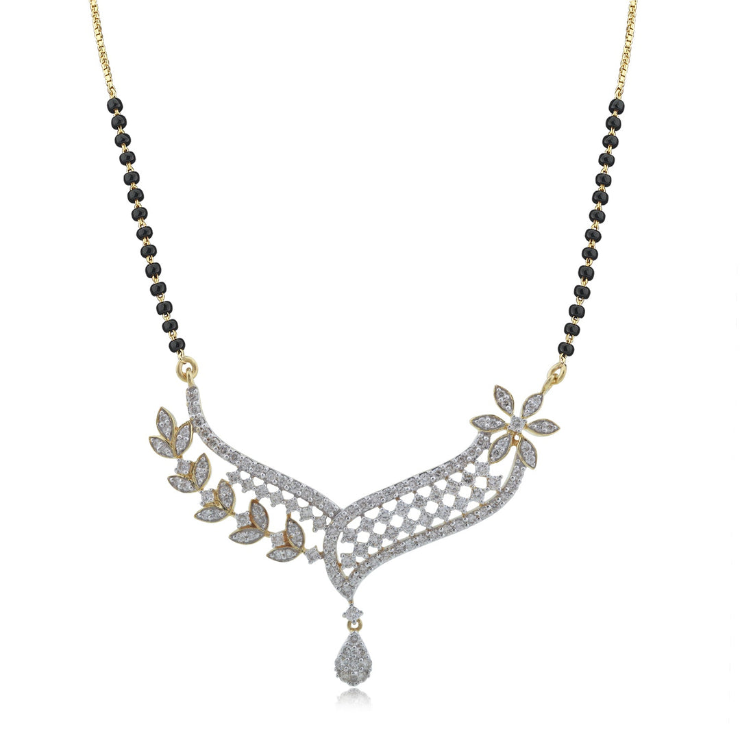 18K YG Women Fancy Half Diamond Mangalsutra-1pc - RB Diamond Jewellers