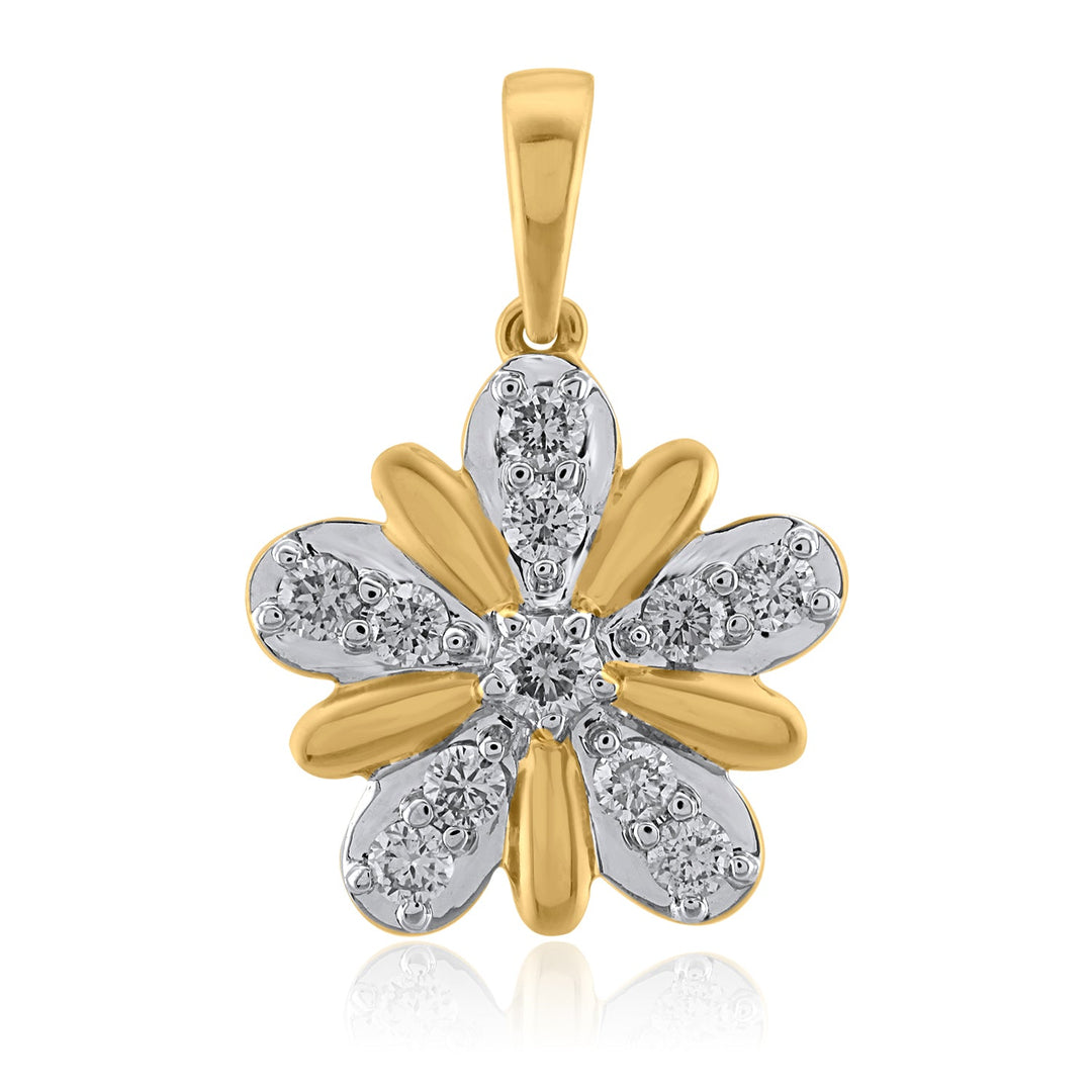 18K YG Women Flower Diamond Pendant-1pc - RB Diamond Jewellers