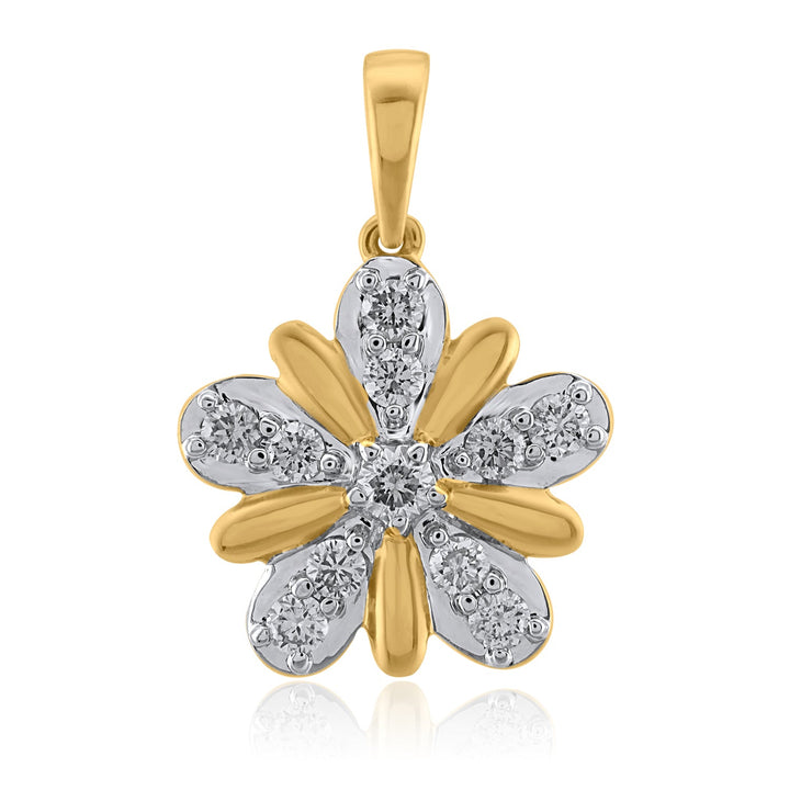 18K YG Women Flower Diamond Pendant-1pc - RB Diamond Jewellers