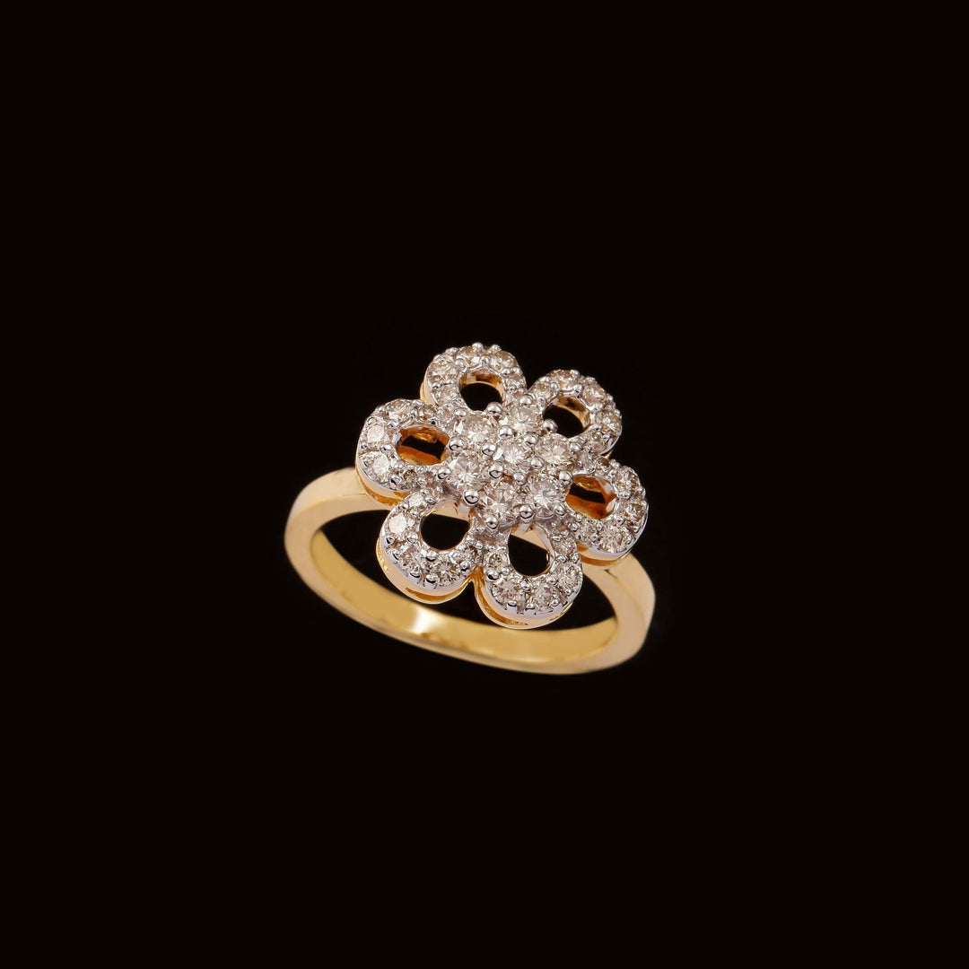 18K YG Women Flower Diamond Ring-1pc - RB Diamond Jewellers