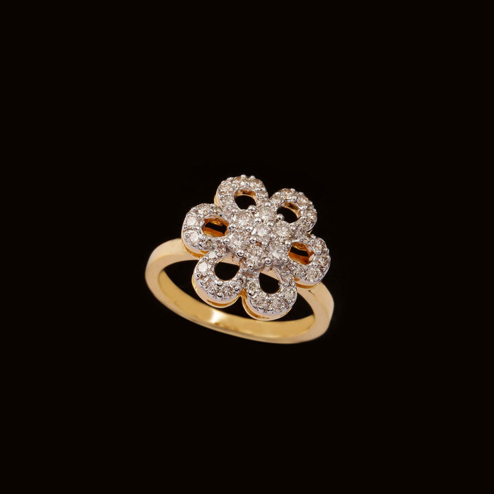 18K YG Women Flower Diamond Ring-1pc - RB Diamond Jewellers