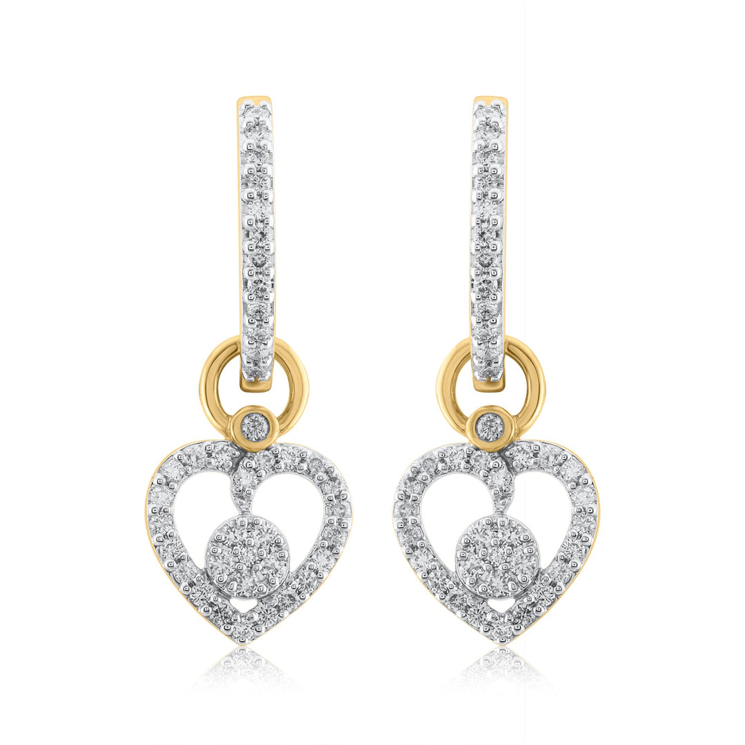 18K YG Women Heart Diamond Earring-1pair - RB Diamond Jewellers