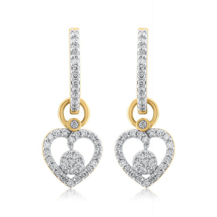 18K YG Women Heart Diamond Earring-1pair - RB Diamond Jewellers