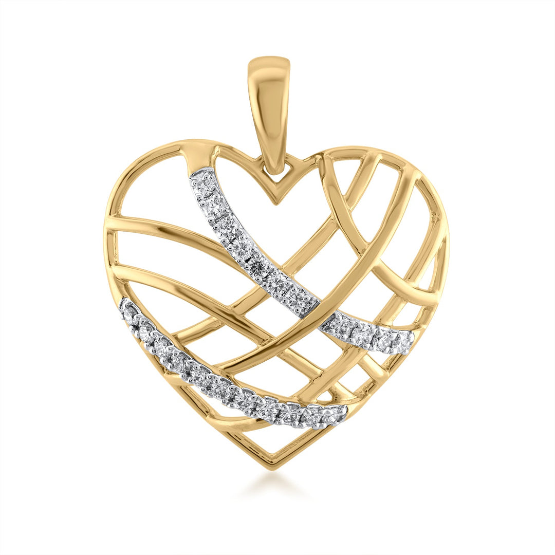18K YG Women Heart Diamond Pendant-1pc - RB Diamond Jewellers
