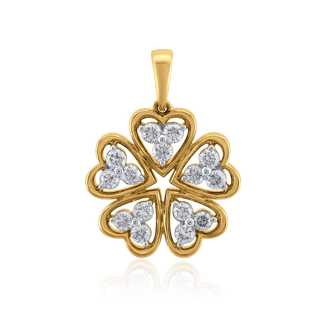 18K YG Women Heart Diamond Pendant-1pc - RB Diamond Jewellers