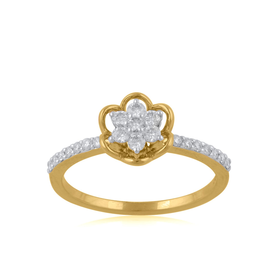 18K YG Women Lotus Diamond Ring-1pc - RB Diamond Jewellers