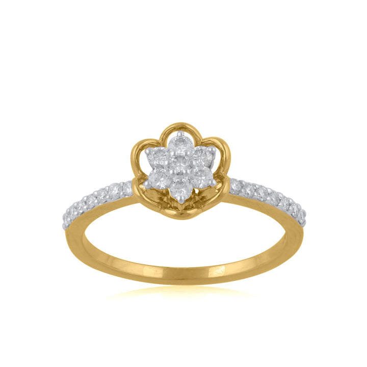 18K YG Women Lotus Diamond Ring-1pc - RB Diamond Jewellers