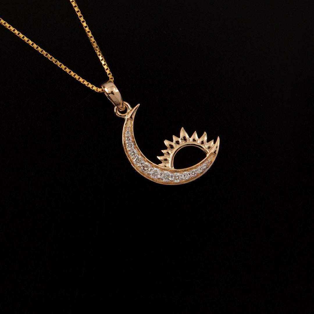 18K YG Women Moon Diamond Pendant-1pc - RB Diamond Jewellers