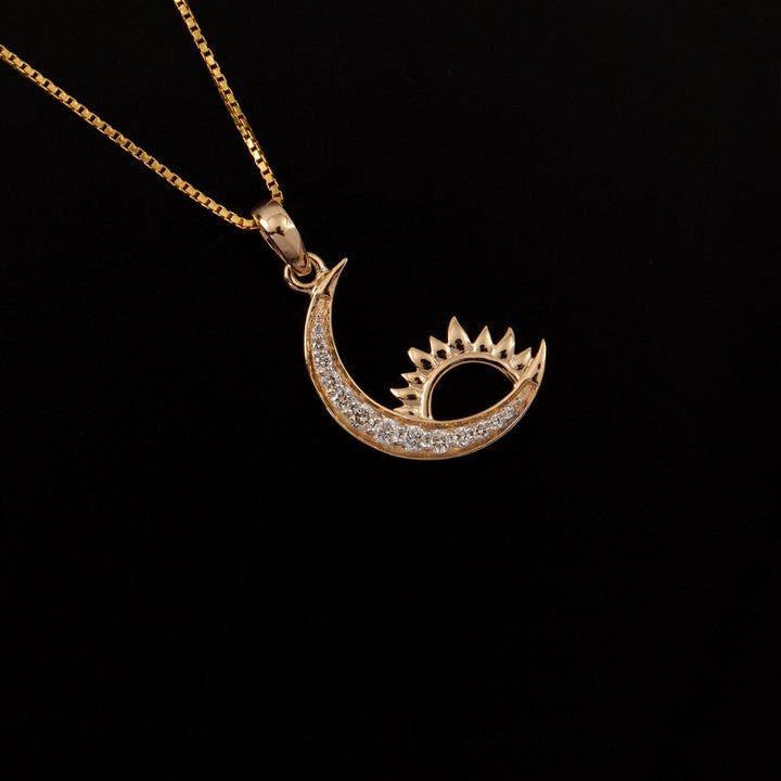 18K YG Women Moon Diamond Pendant-1pc - RB Diamond Jewellers