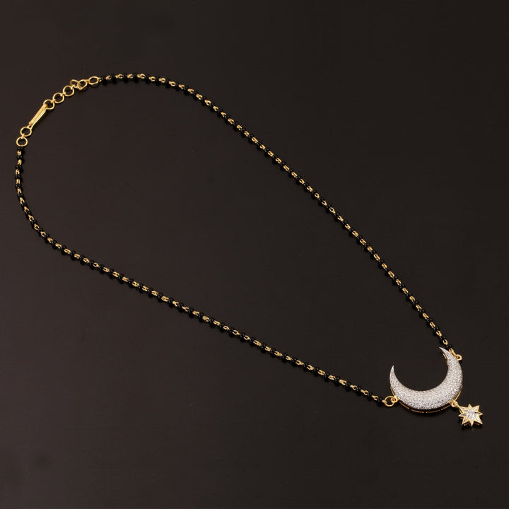 18K YG Women Moon Star Diamond Mangalsutra-1pc - RB Diamond Jewellers