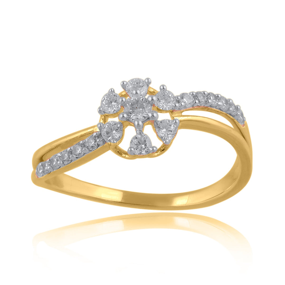 18K YG Women Star Diamond Ring-1pc - RB Diamond Jewellers