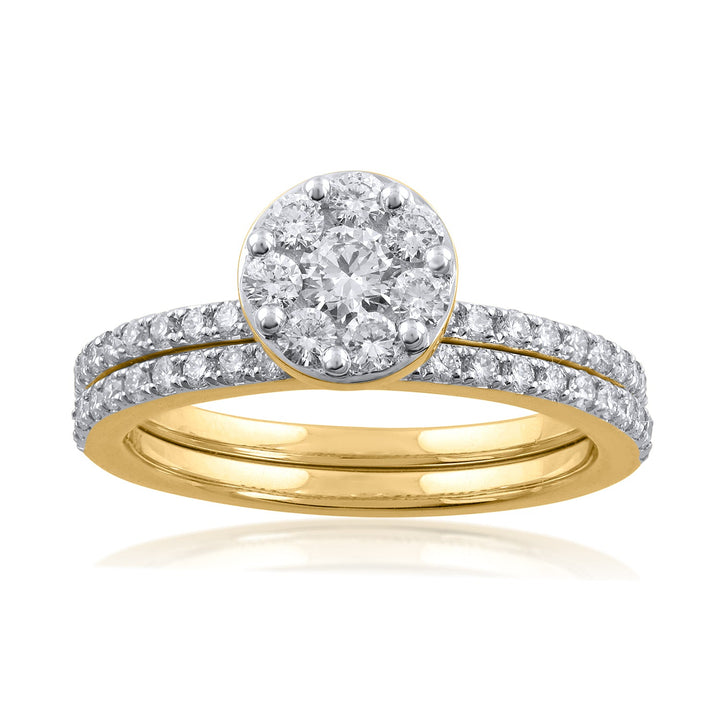 18K YG Women cluster Diamond Ring-1pc - RB Diamond Jewellers