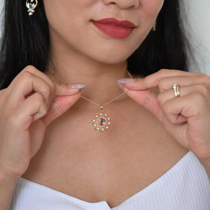 18K YG Semi Stone Diamond Pendant-1Pc