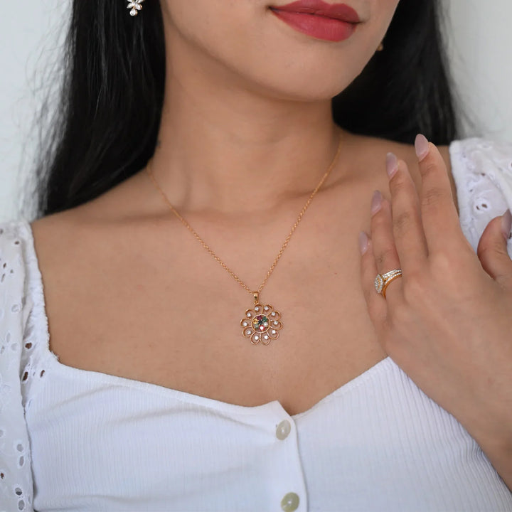 18K YG Semi Stone Diamond Pendant-1Pc