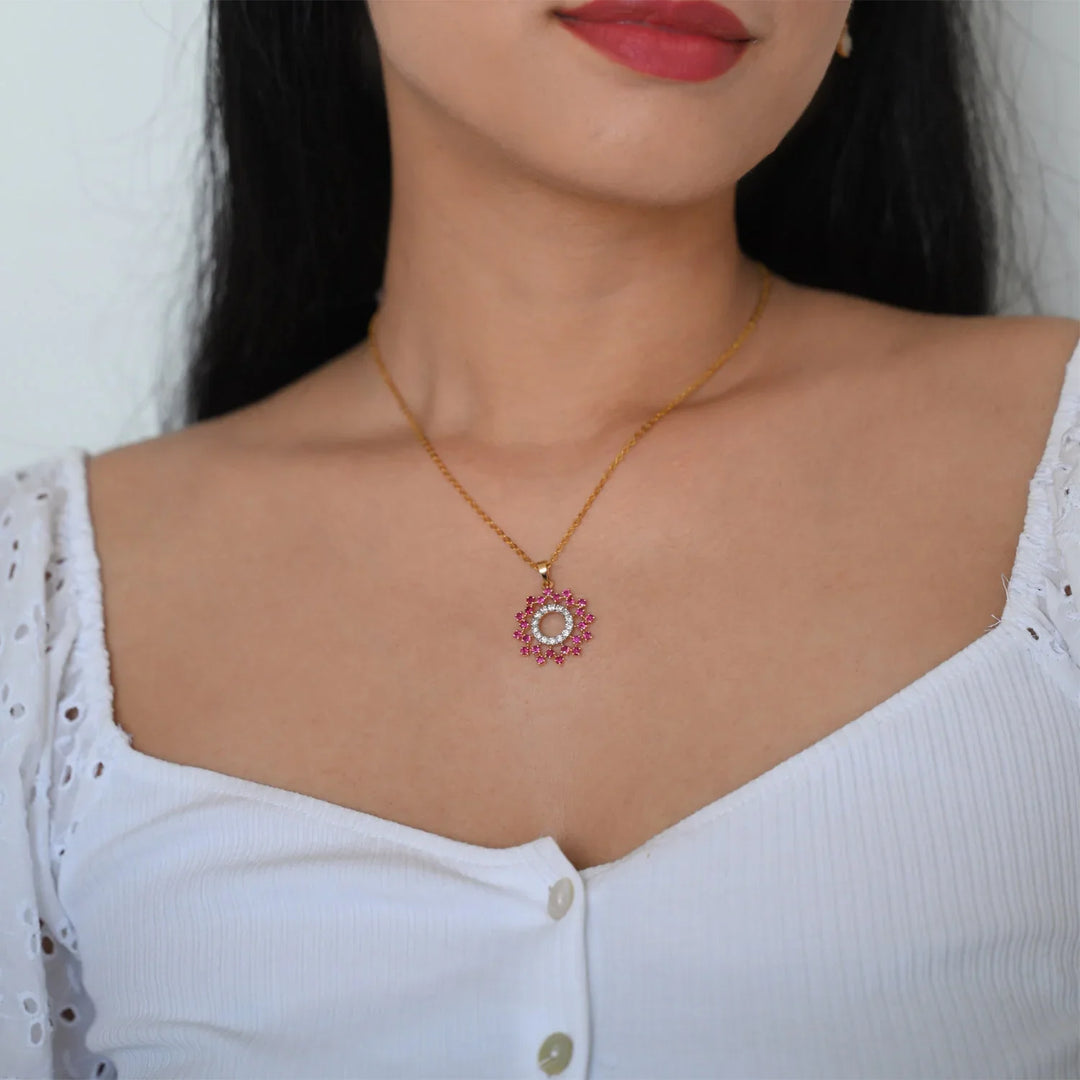 18K YG Ruby Diamond Pendant - 1pc