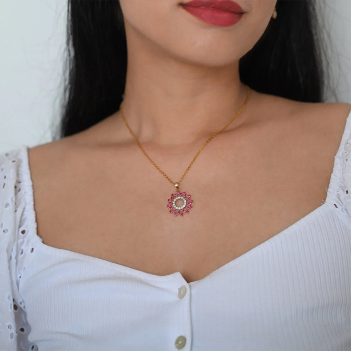 18K YG Ruby Diamond Pendant - 1pc