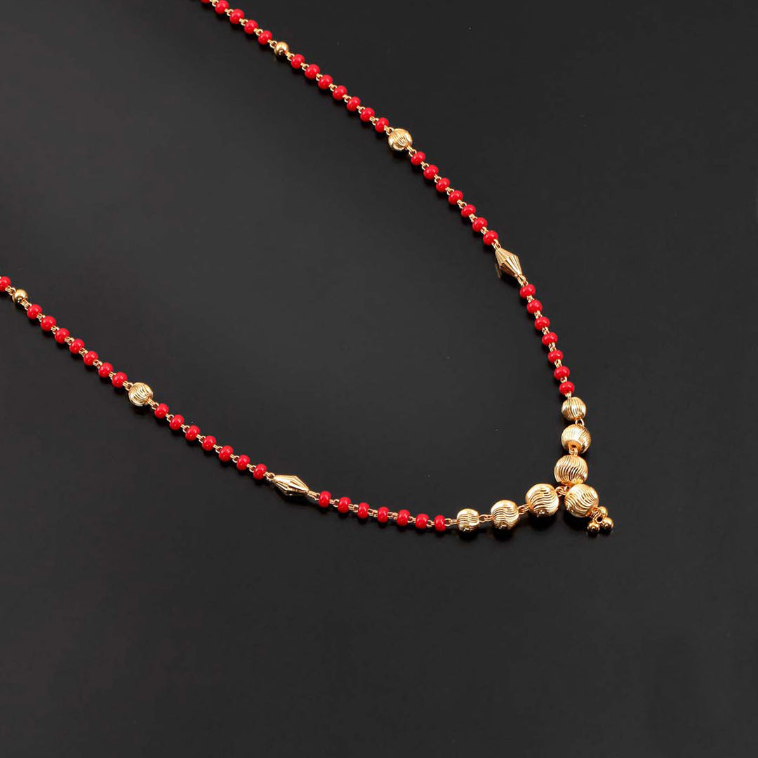 22K YG Red Beads Mangalsutra-1pc
