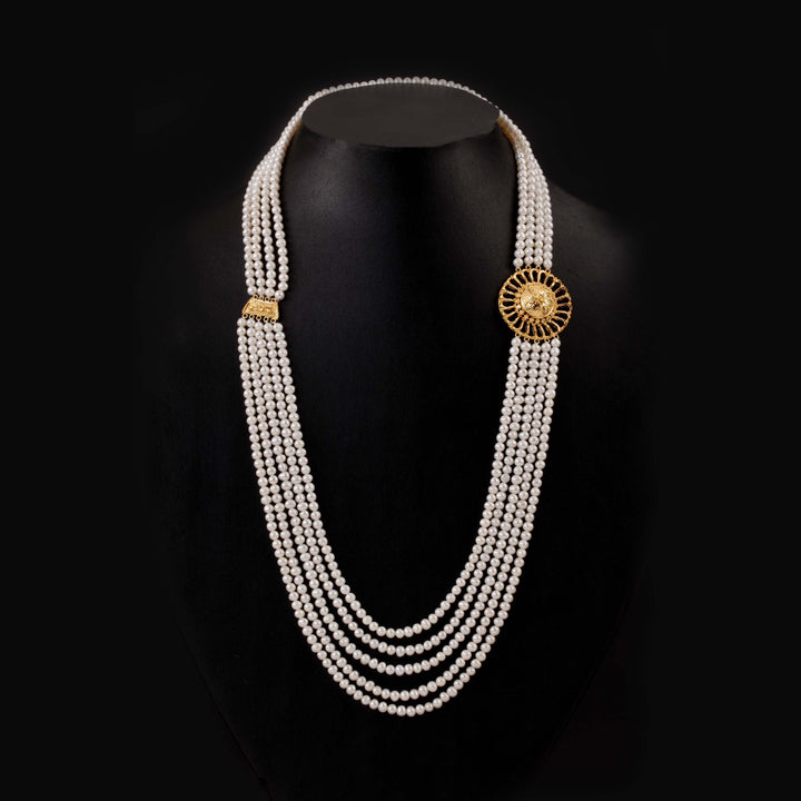 22K YG Women Pearl Chandrahaar-1pc