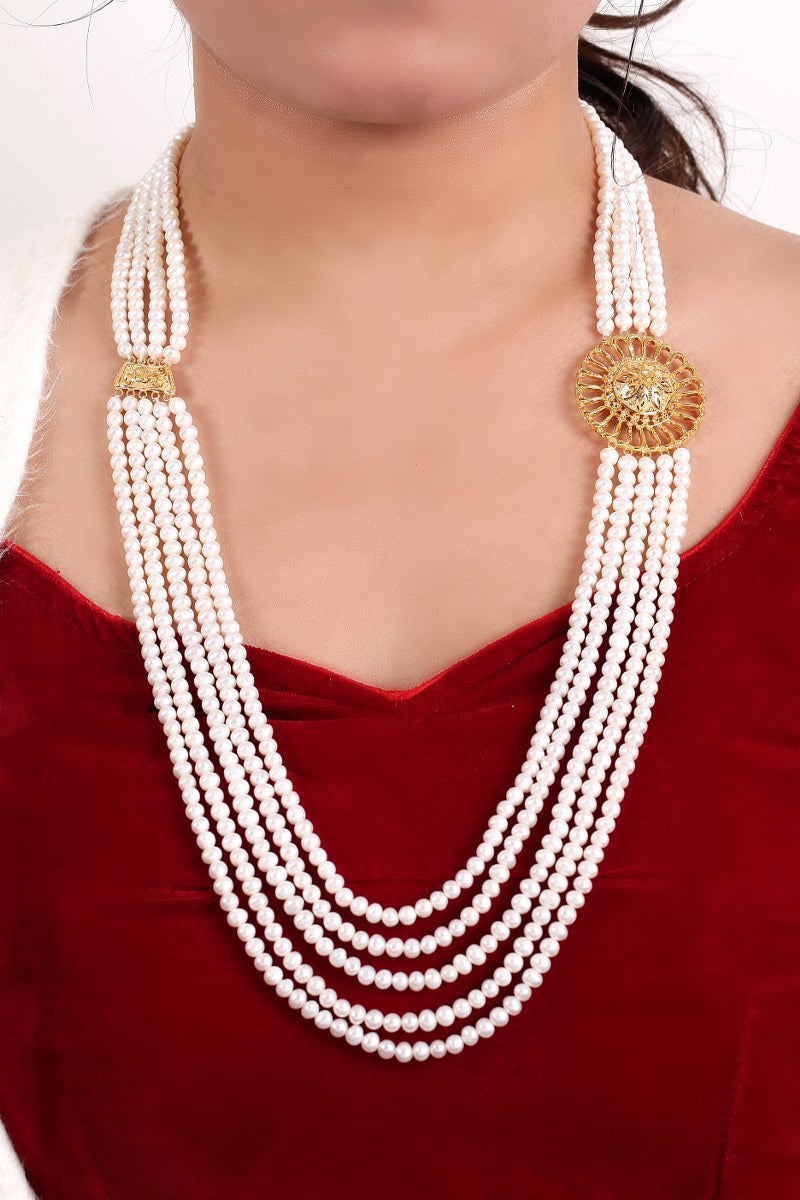 22K YG Women Pearl Chandrahaar-1pc