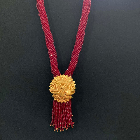24K YG Red Crystal Pote Pendant-1pc