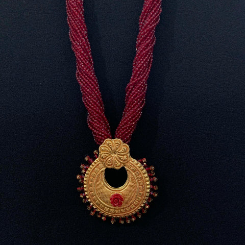 24K YG Red Crystal Pote Pendant-1pc
