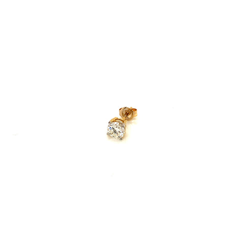 18K YG Unisex Solitaire Diamond Stud Earring-1pc