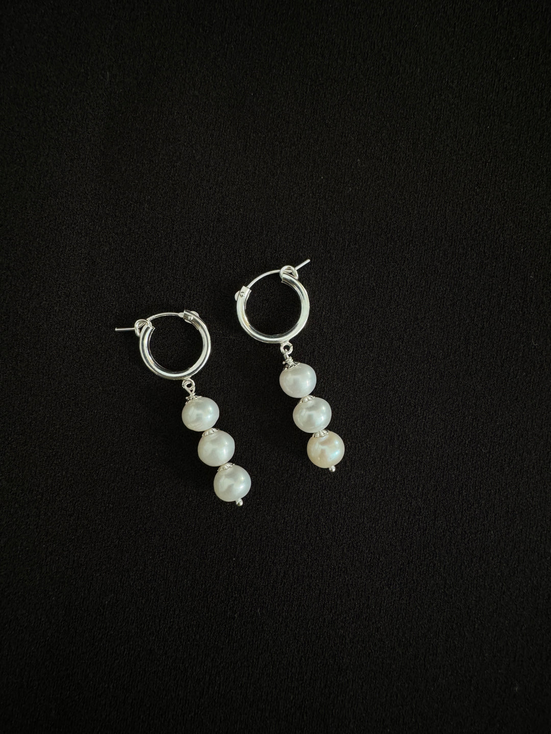 Sterling Silver FWP Hoop Earring-1pair