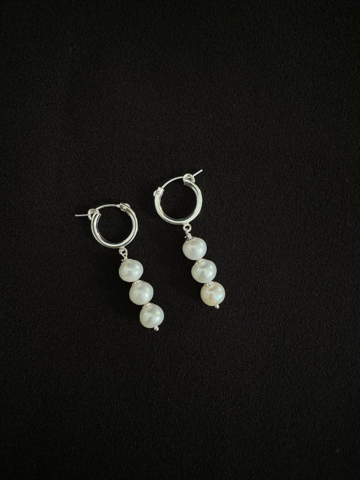 Sterling Silver FWP Hoop Earring-1pair