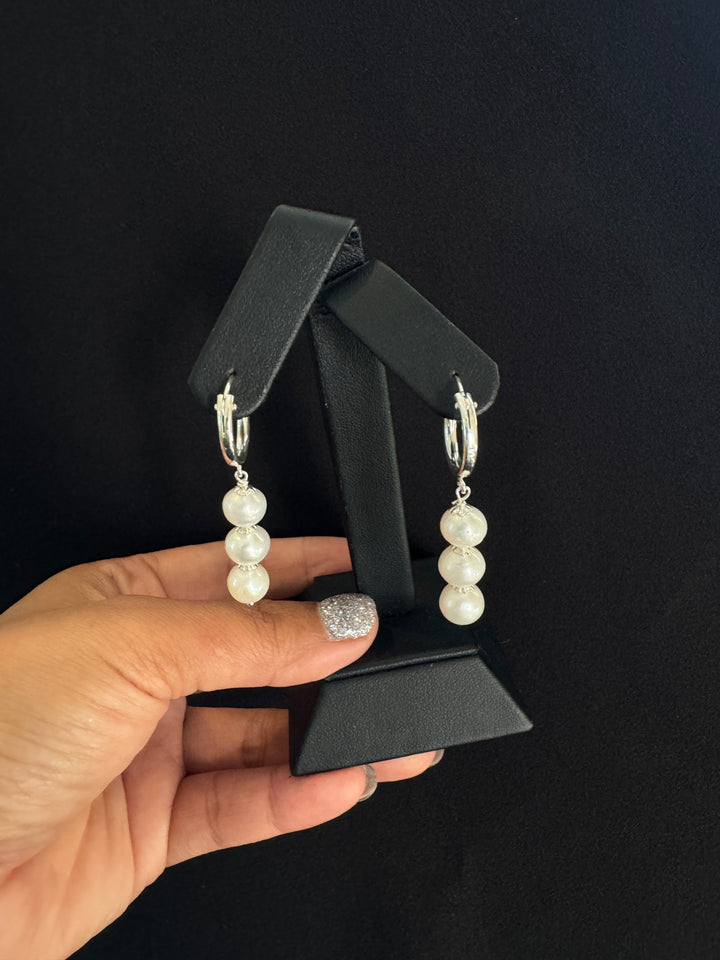 Sterling Silver FWP Hoop Earring-1pair