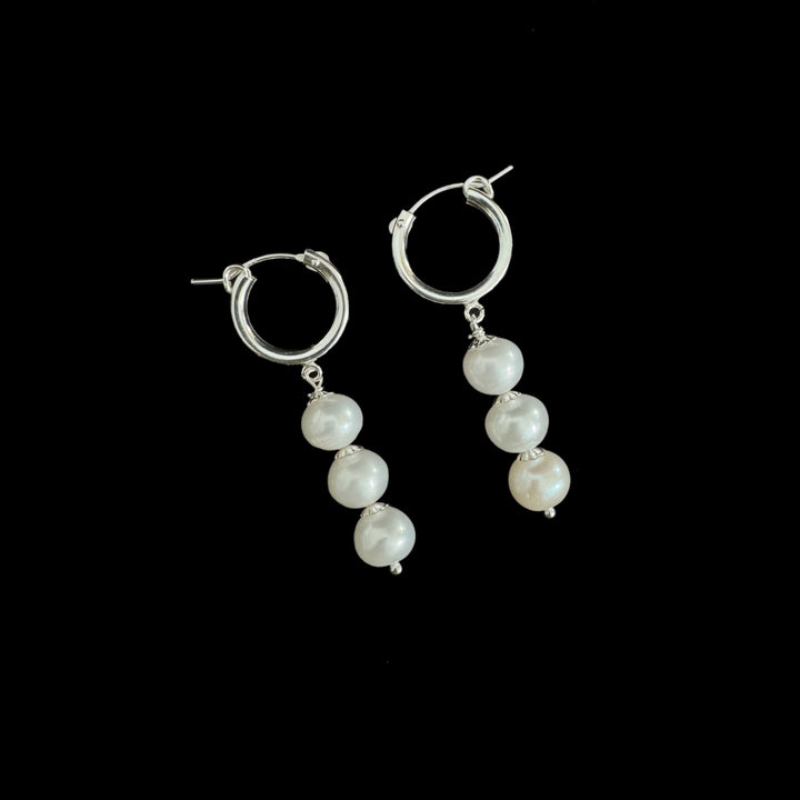 Sterling Silver FWP Hoop Earring-1pair