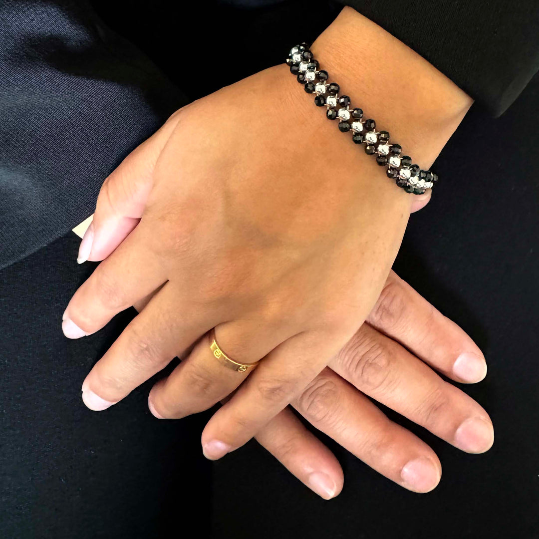 Black Spinal Silver Bracelet-1pc