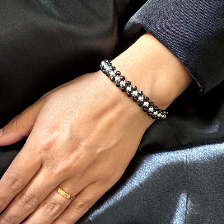 Black Spinal Silver Bracelet-1pc