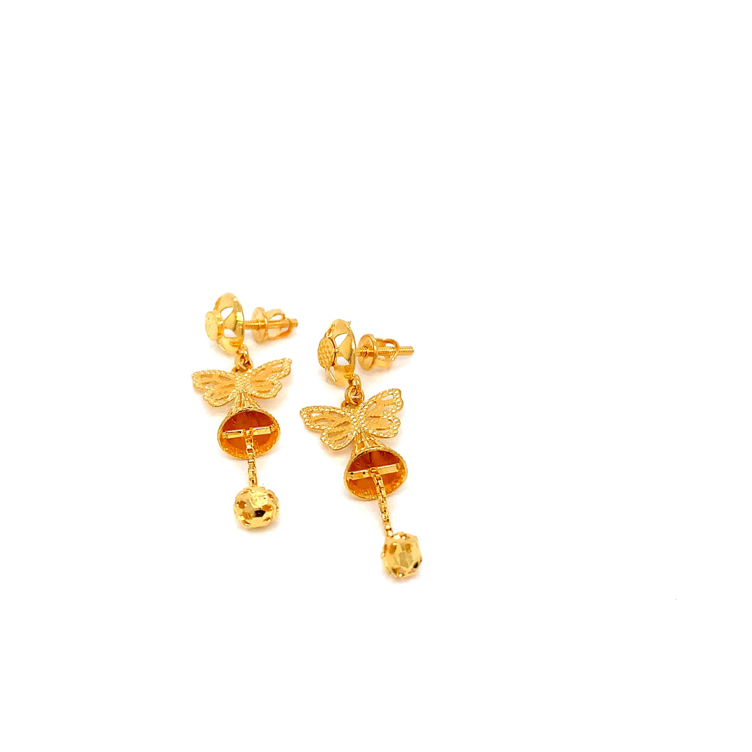 22K YG Light Weight Dangler Earring-1pair